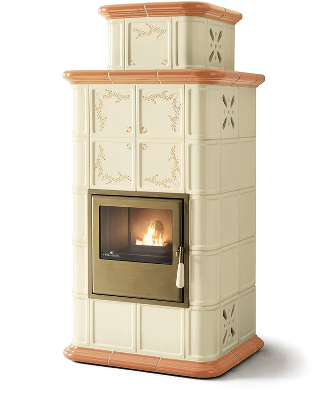 
Siuperior quality Chic Hydro pellet stove Idra 18kw - OEM Italy - Ivory hand decorated peach 