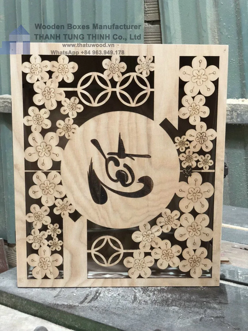 Трехбутылочная деревянная коробка для вина с раздвижной крышкой дизайн WhatsApp + 84 963949178