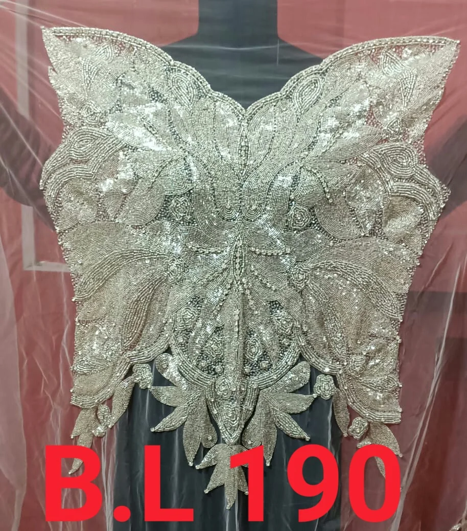 Fully Lined Button Closure Crew Neck Three-quarter Puff Sleeves Beaded Details A-line Blouse Custom Design Black Summer Cotton