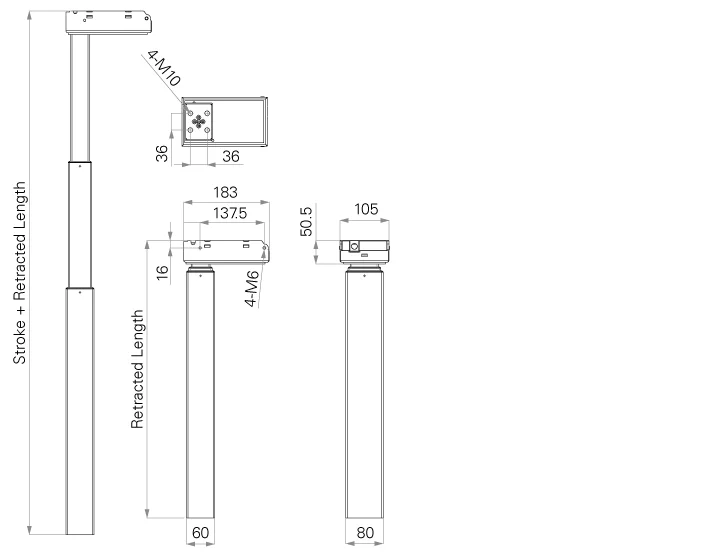 TiMOTION TL10H heavy duty desk lifting column