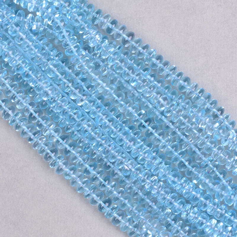 Thanksgiving Sale 6-7mm Sky Blue Topaz Smooth Rondelle Shape Beads Plain Blue Topaz Wholesale Gemstone Beads