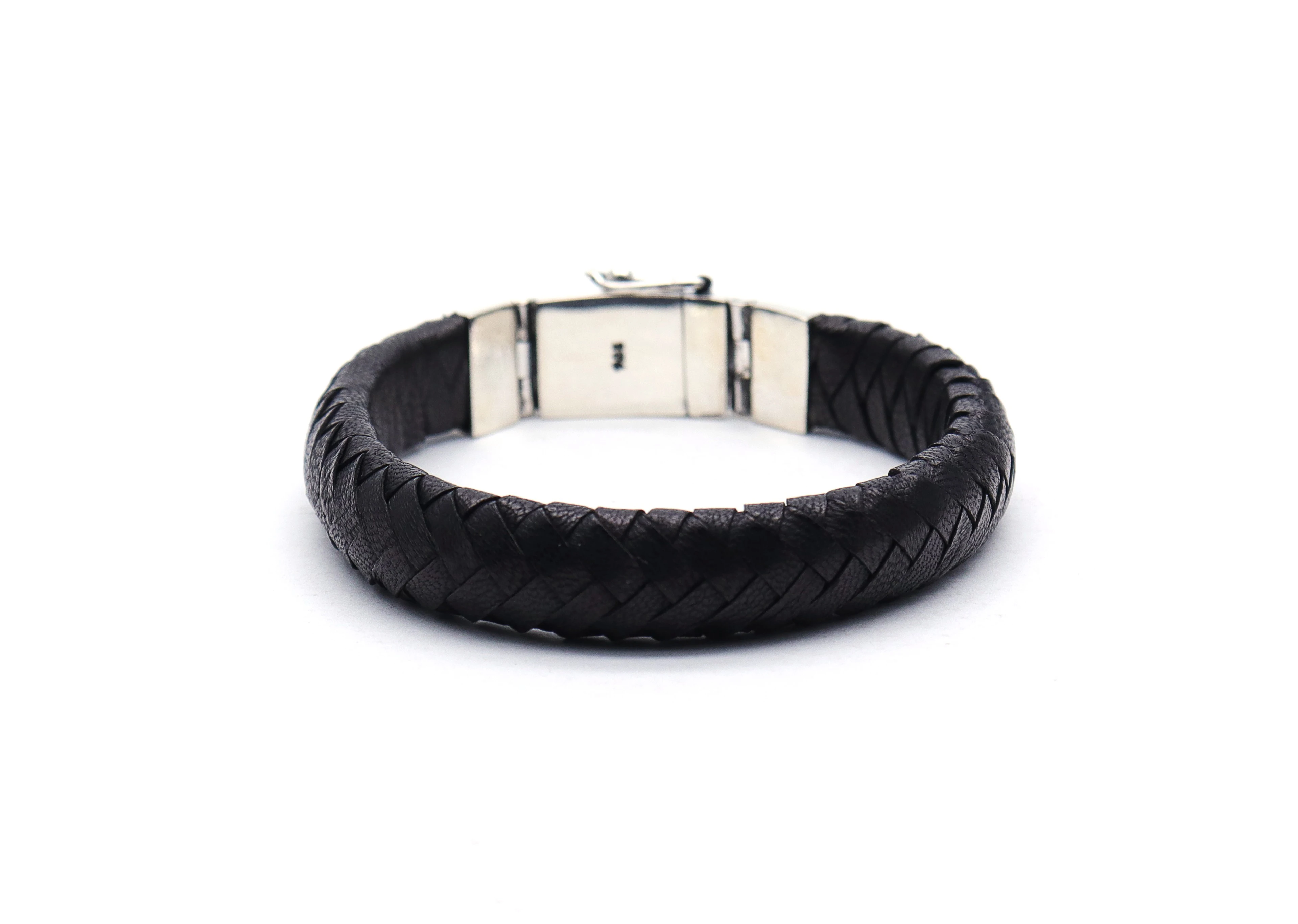Bali 925 Sterling Silver Combined With Super Fine Quality Genuine Leather Bracelet For Men