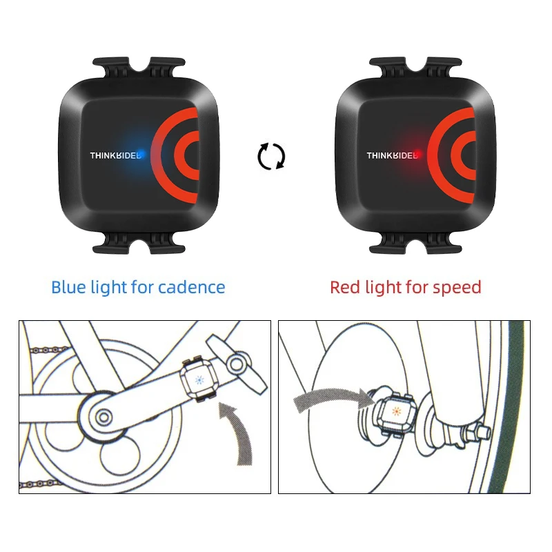 ThinkRider Speed Sensor with Bicycle Waterproof IP67 Bike Cadence Dual Sensor ANT+ BLE for Cycle Computer