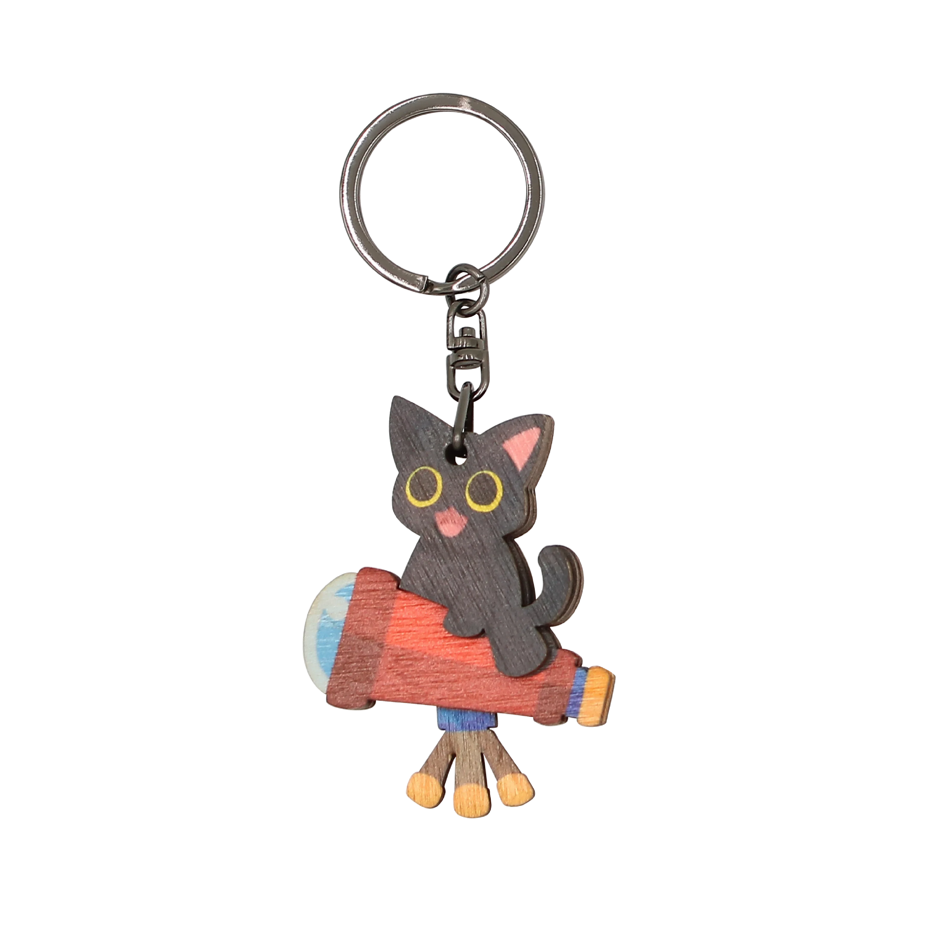 Cute Cat Kitten Telescope Wood Keychain Souvenirs