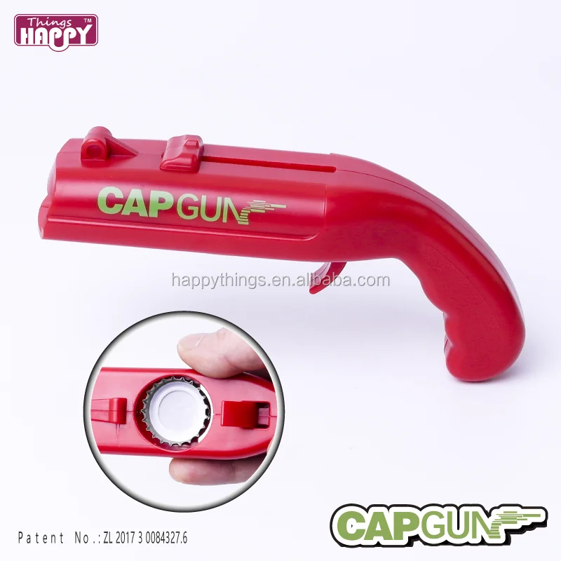 Factory Direct Low MOQ Kitchen Gadget Party Game Cap Zappa Plastic Cap Gun Beer Bottle Opener