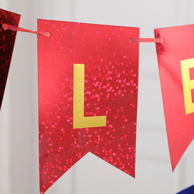 Wholesale New Spanish Party Scene Decoration Garland Happy Birthday Laser Bronzing Fish Tail Pull Flags