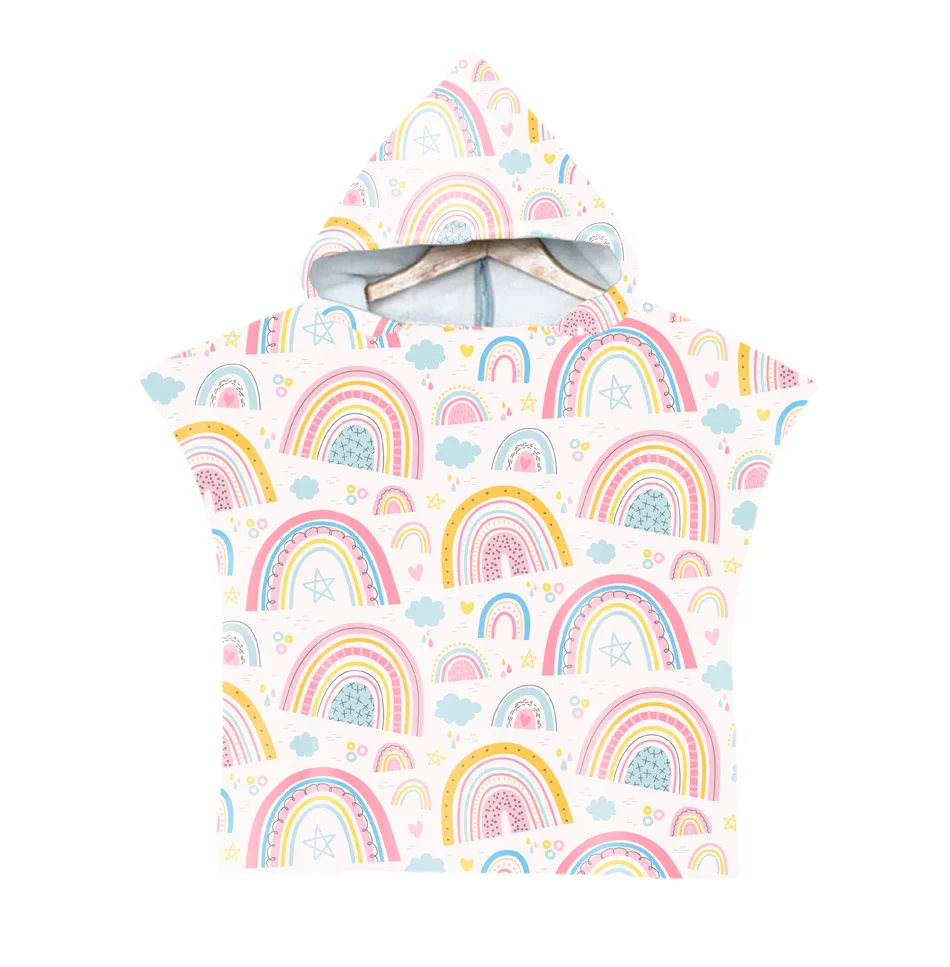 Пончо с капюшоном на заказ Пляжное банное полотенце быстросохнущее детское из микрофибры