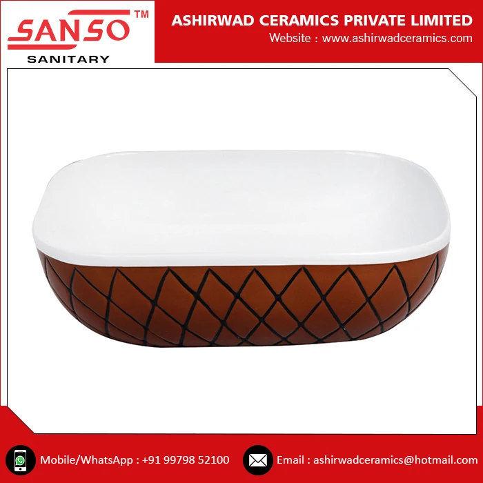 Bathroom Use Round Shape Ceramic Designer Table Top Wash Basin