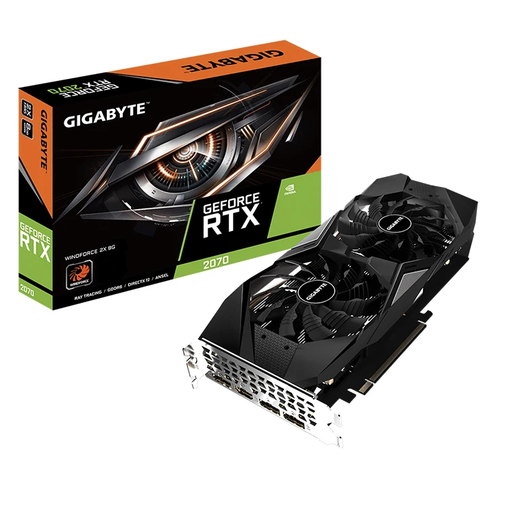 GIGABYTE NVIDIA GeForce RTX 2070 WINDFORCE 2X 8G с 100 мм уникальный лезвие вентиляторы б/у видеокарта