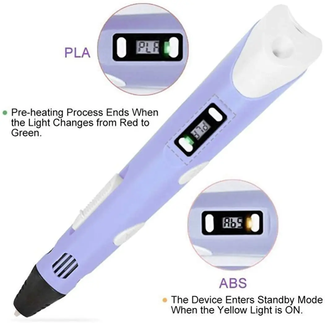 LED Display 2nd Generation 3D Printing Pen with 9M ABS Filament Arts DIY pens for Kids Drawing Tools