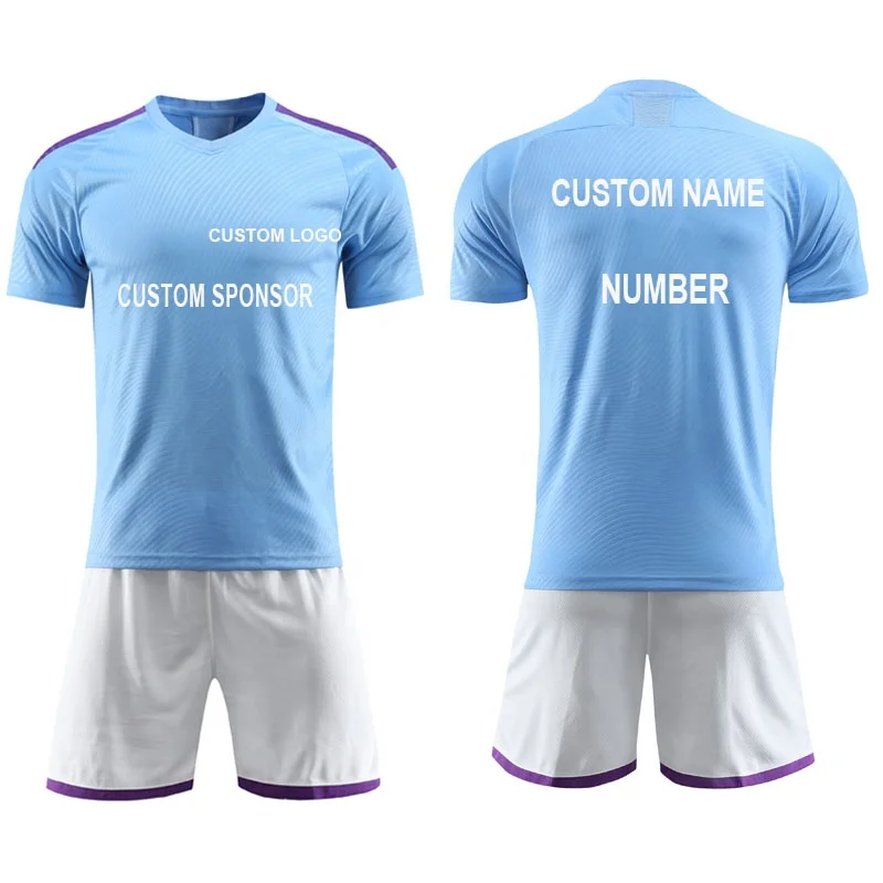 Custom 2019 Club New Design Cheap Man Football Jersey Blue City Soccer Uniform Kit