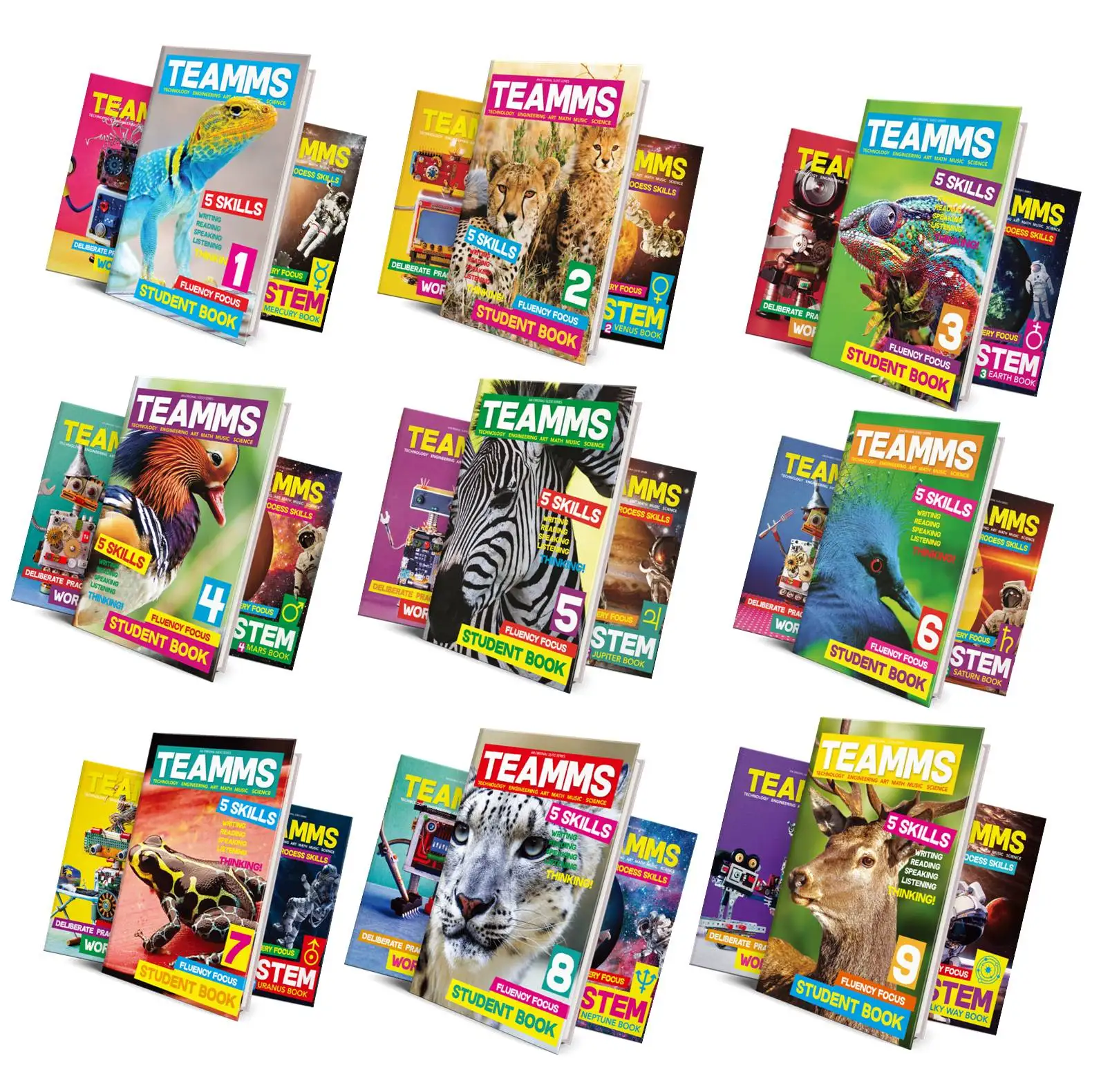 
TEAMMS Level 1 to 9 (Student Book+Workbook+STEM Book) Children Language Learning English Books for Elementary Students 