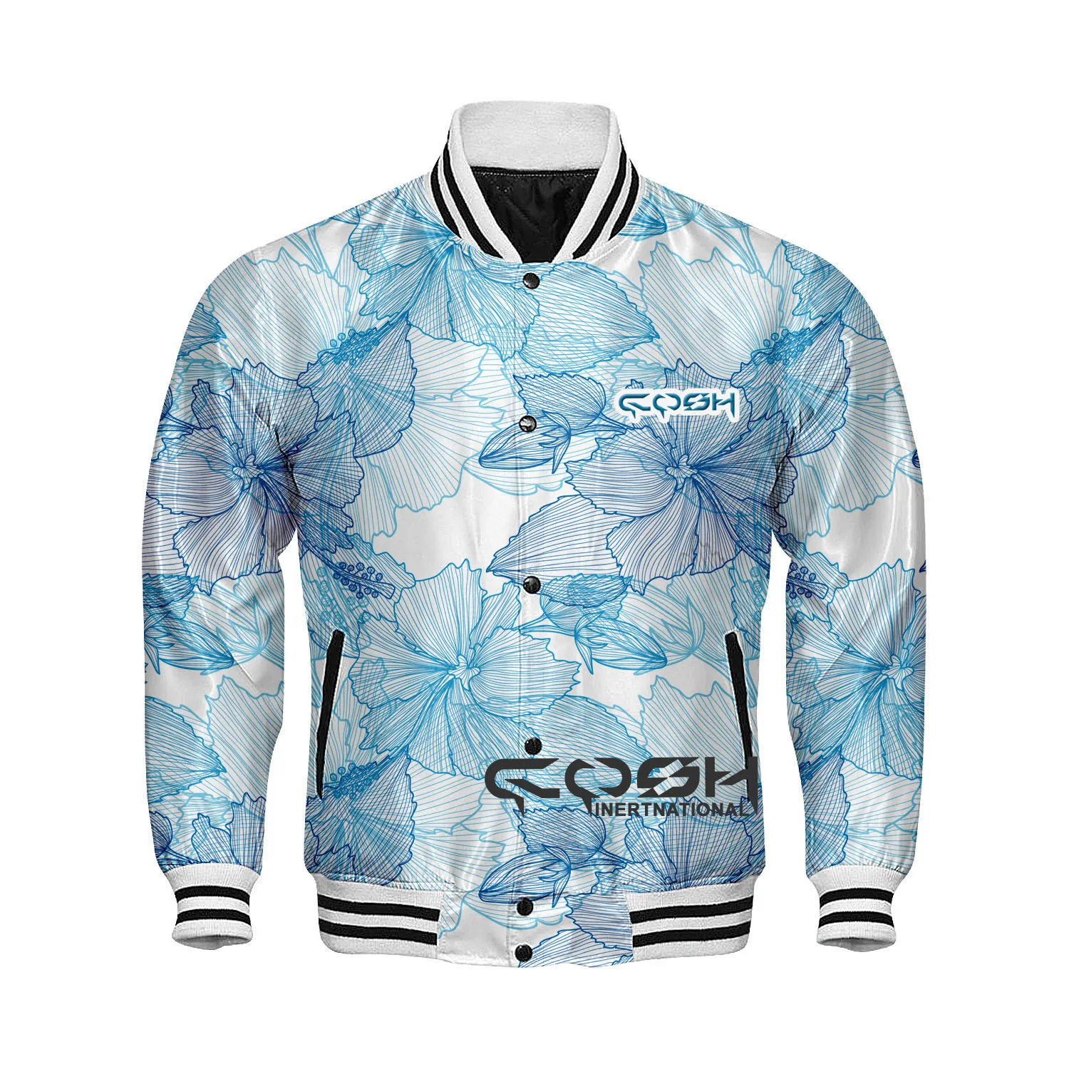 Best Selling Digital Printed Satin Sports And Team Wear Baseball jacket Long Sleeve Windproof Bomber Jacket Vendor From Pakistan