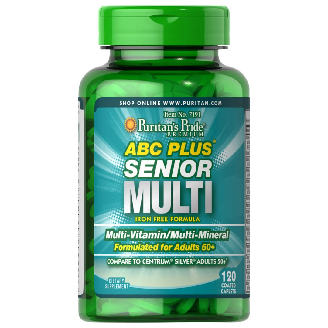 Wholesale Puritans Pride ABC Plus Senior Multivitamin Multi-Mineral Formula 120 Caplets Vitamins Minerals USA Distributor