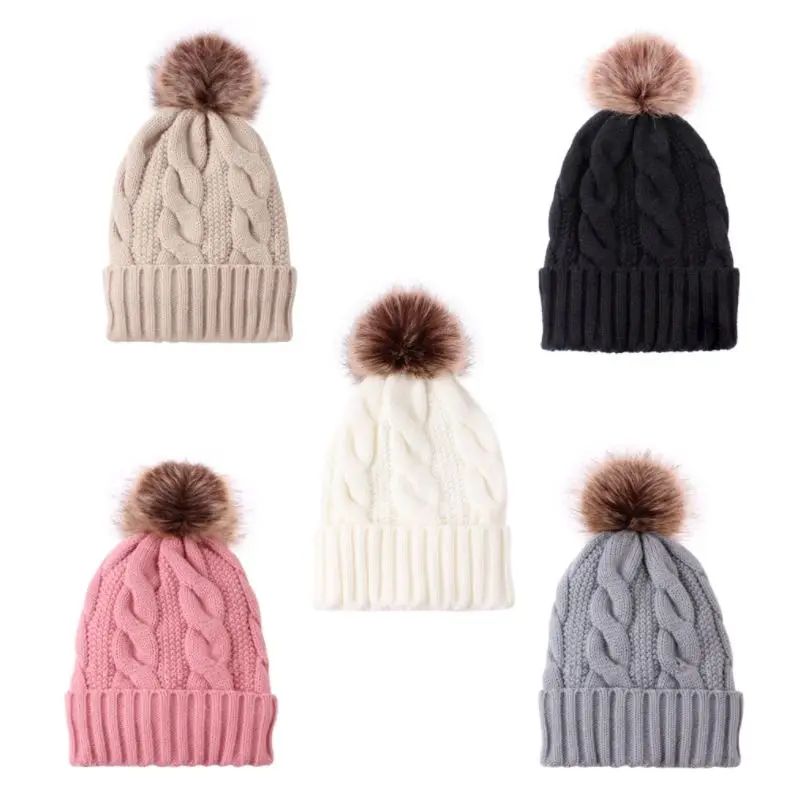 2022 Custom High Quality Winter Warm Wool Acrylic Pom Pom Winter Beanie Hat Caps