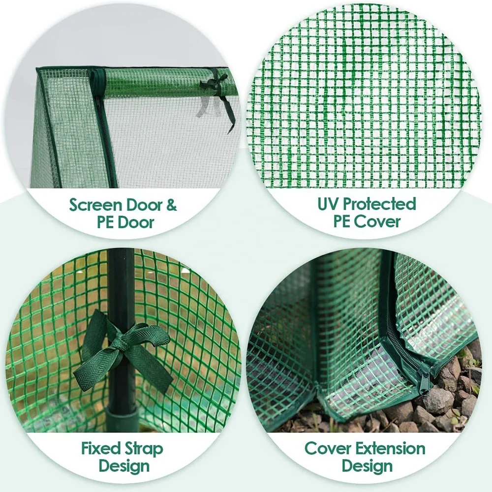 VERTAK PE sheet and steel powder coated frame high greenhouse with 2 windows