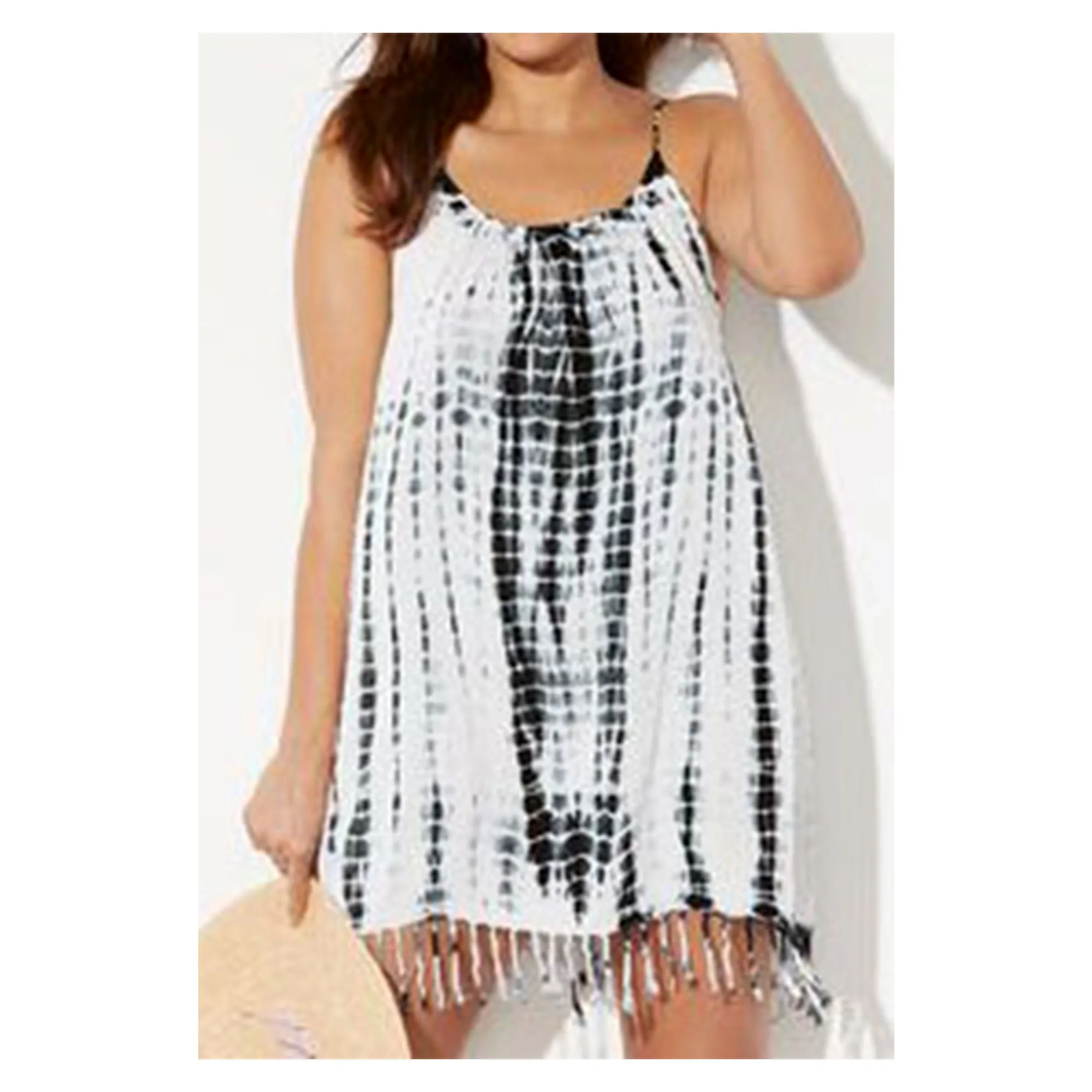 Хит продаж, стильные вязаные пляжные туники с принтом, для женщин и дам