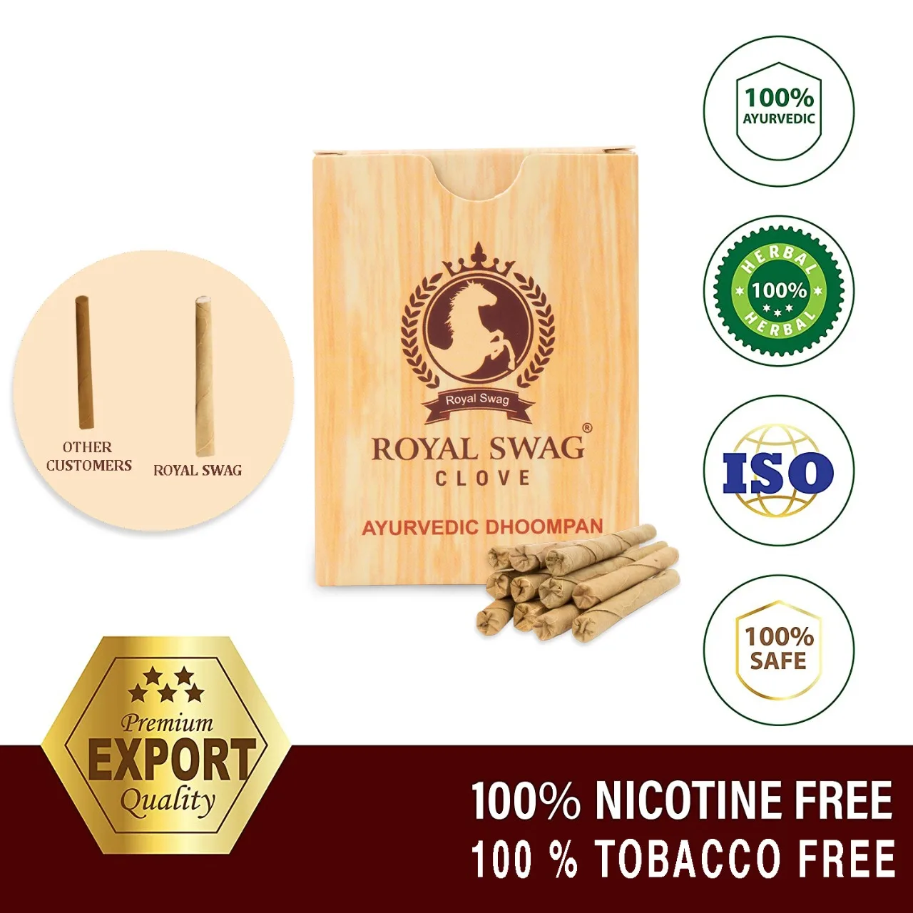 Сигареты аюрведические биди ROYAL SWAG, неотфильтрованные травяные биди, без табака и никотина, биди-палочки помогают бросить курить