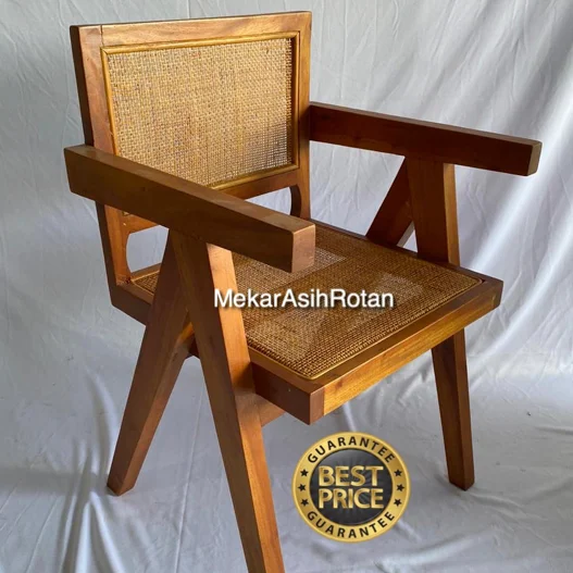 Indoor new solid wood simple design le corbusier pierre jeanneret chair solid wood rattan armchair dining chair for sale