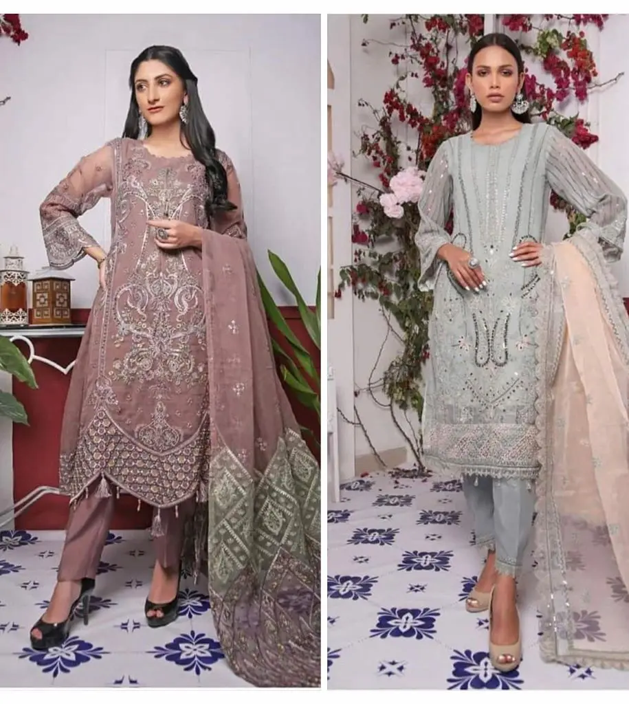 Модные дизайнерские индийские пакистанские женские-лужайка/Лен/хлопок жоржет 3 шт. костюмы доступны по оптовой цене.