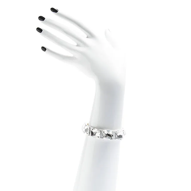 White calf and white crystals evening bracelet