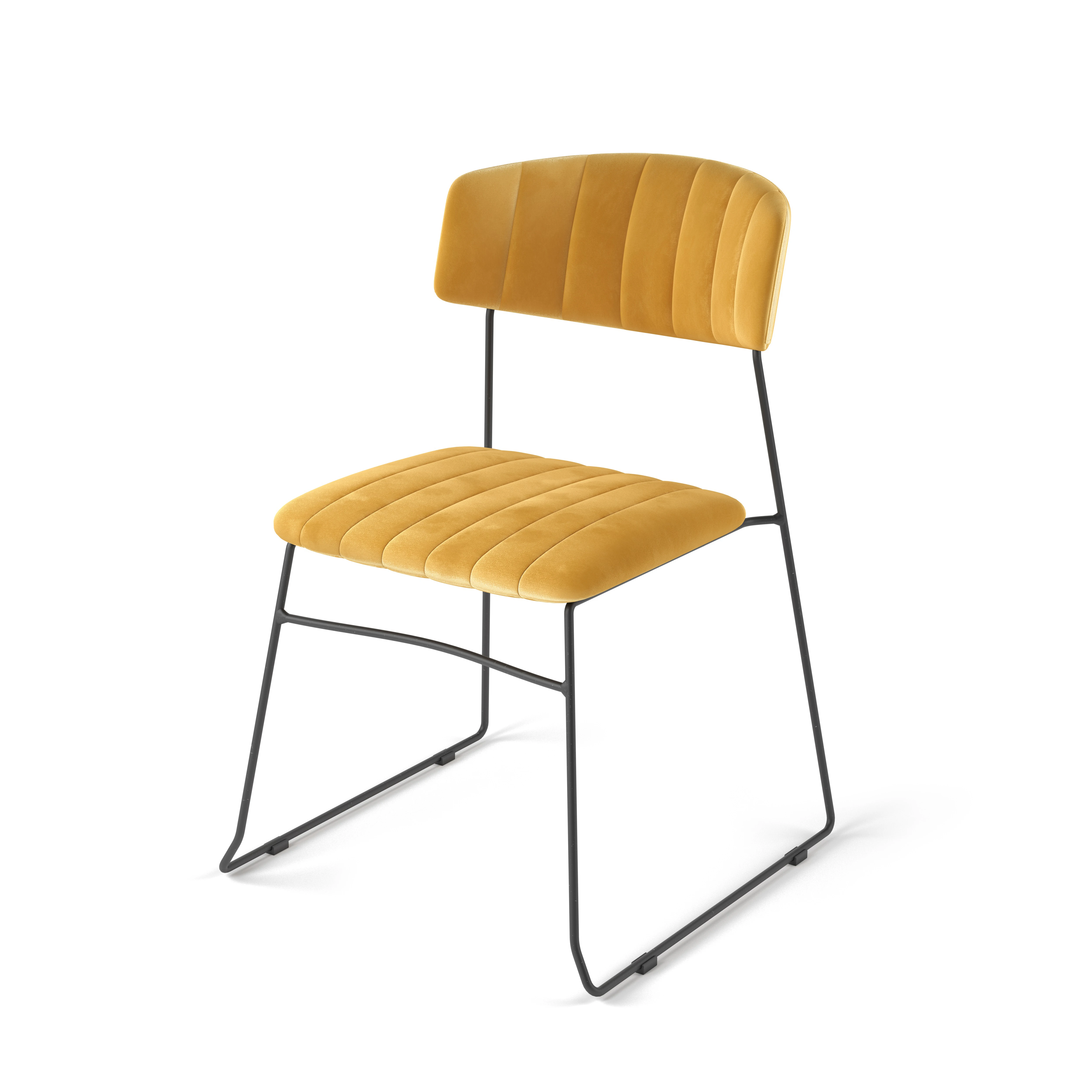 Furniture Modern Design Dining Chair Production Wholesale Unique Trendy Velvet Yellow Restaurant Furniture 10-20 Days 100pcs