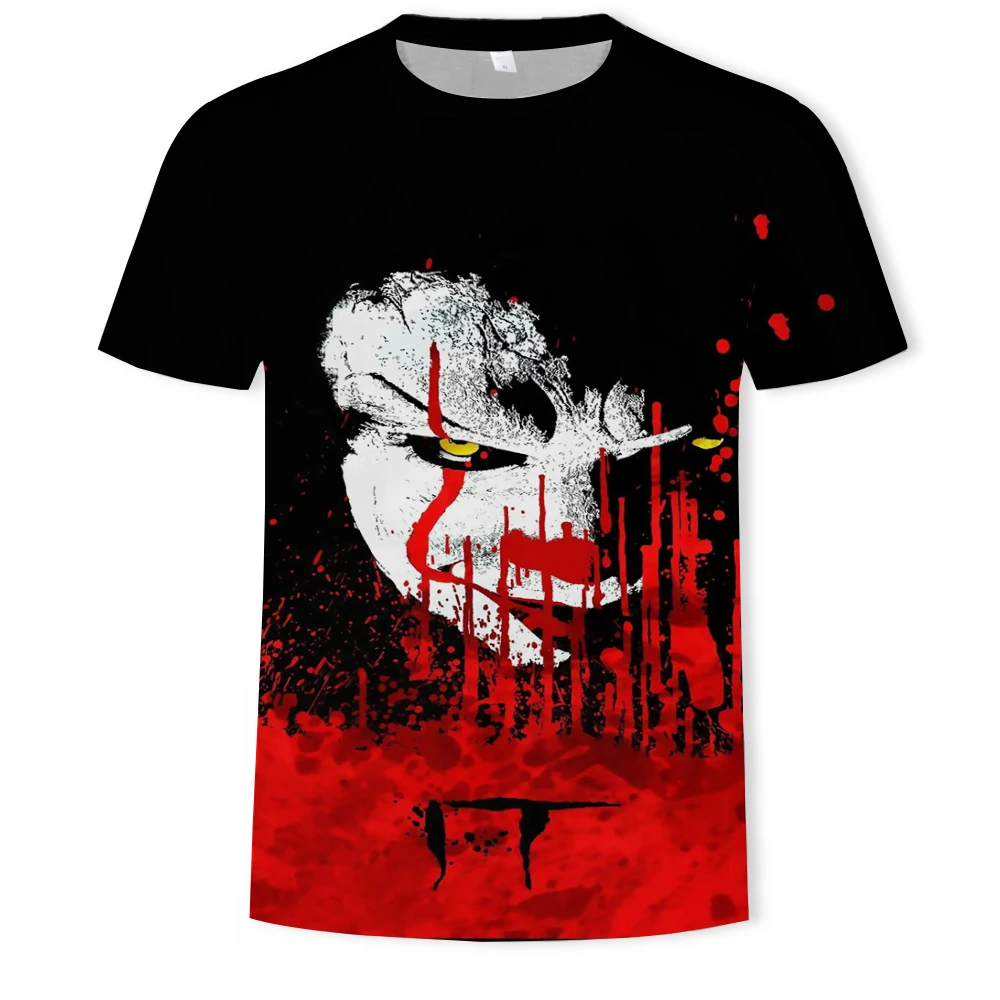 Factory Plus Size OEM Mens T shirt 3D Joker Cartoon Clown Printed Funny Graphic Tee Shirts White Tops
