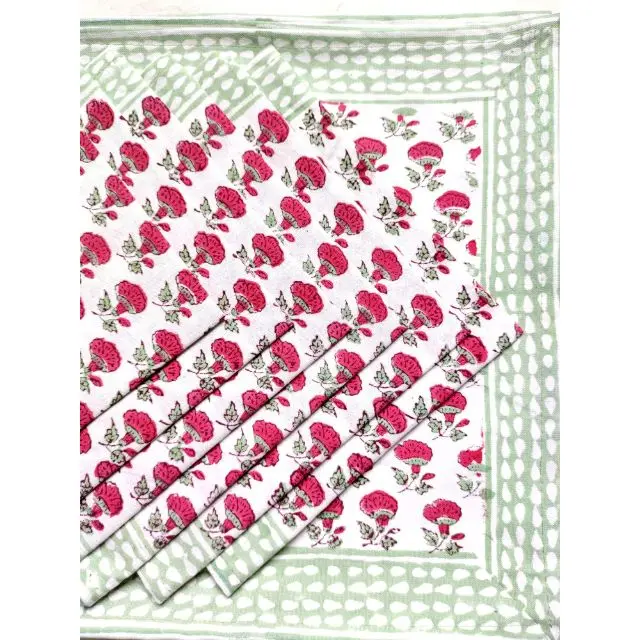 New Indian Canvas Cotton Hand Block print Set Of 6 Placemat & 6 napkins Trending Kitchen Towel Dinning Table Cover Runner
