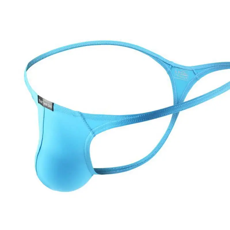 Men G-string Thong Ice Silk Underwear Male Sexy Elephant Nose Big Pouch Briefs Gay Panties Man Solid Tanga Underpants