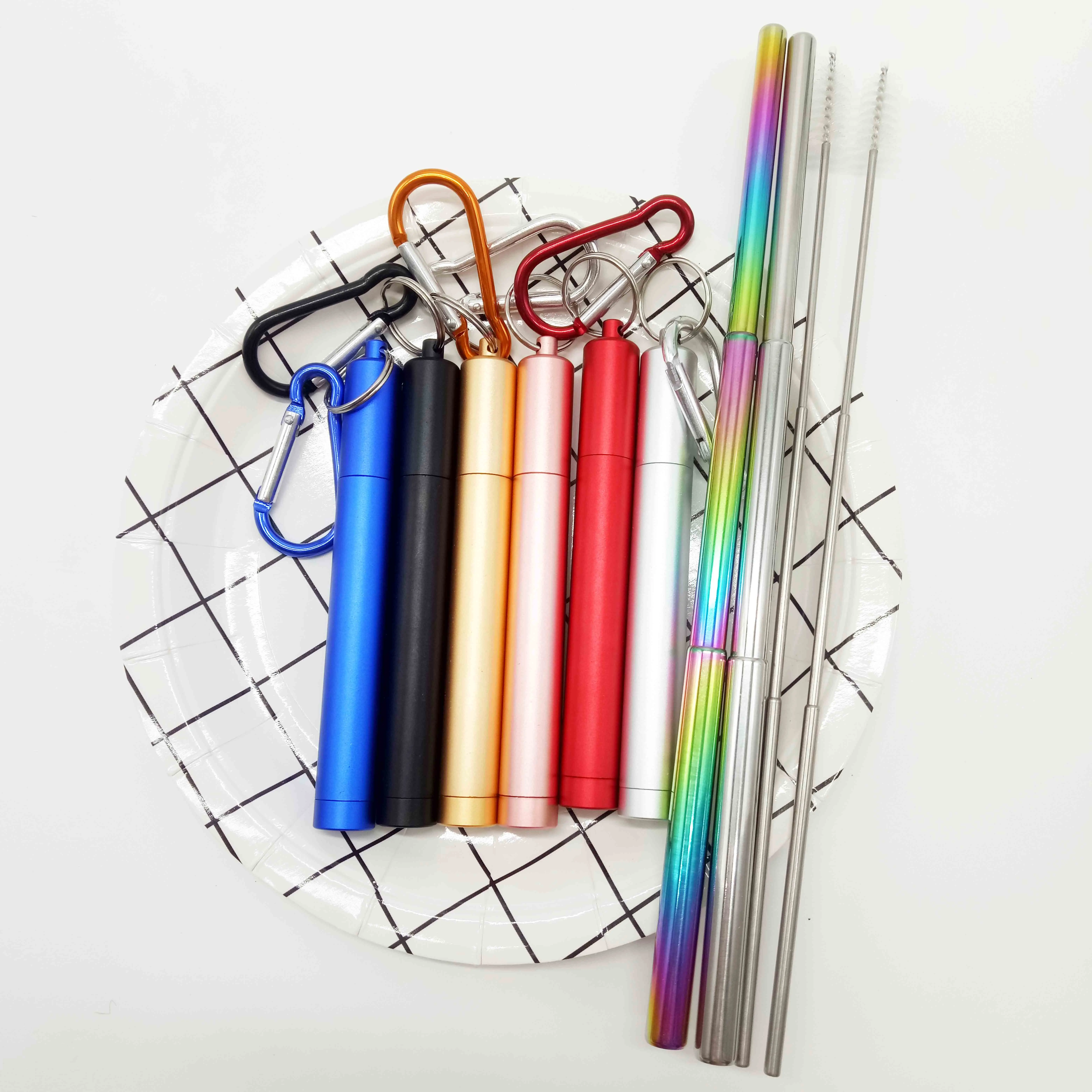
Professional supplier telescopic drinking straw stainless steel straw set 