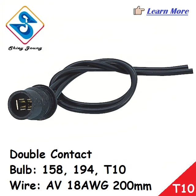 Double Contact T10 158 194 Bulb LED Lamp Socket Customized Wire Harness Lamp Holder