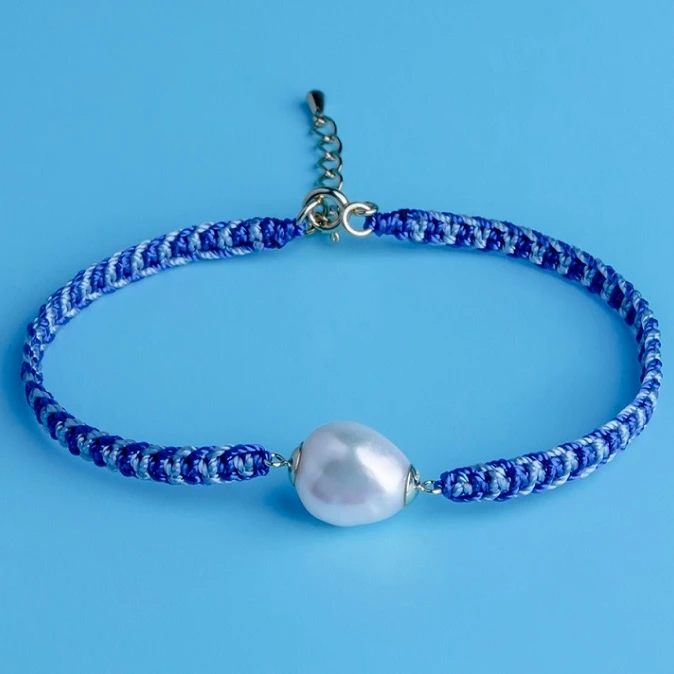 
Super Deal Minimalist Pure Silver Bigger Size White Baroque Shape Cultured Pearl Bracelet Gold Plated For Wife 