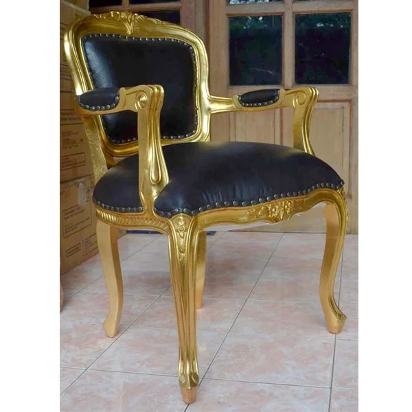 Винтажное кресло LOUIS XV античная репродукция мебель красное дерево резное отделка Золотой мебели полностью кожа