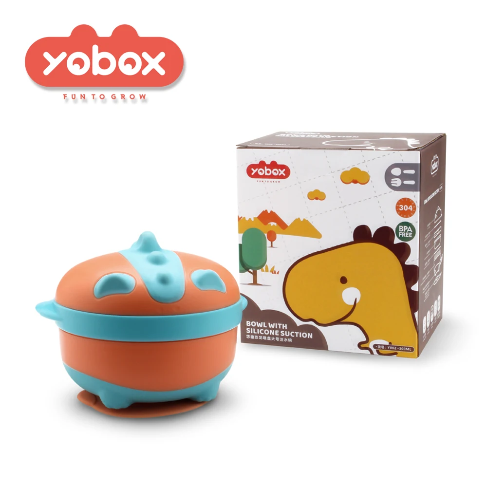 300 ml big stainless steel Baby food warmer feeding bowl with silicone pad double layer waterable zone bowl metal bowl