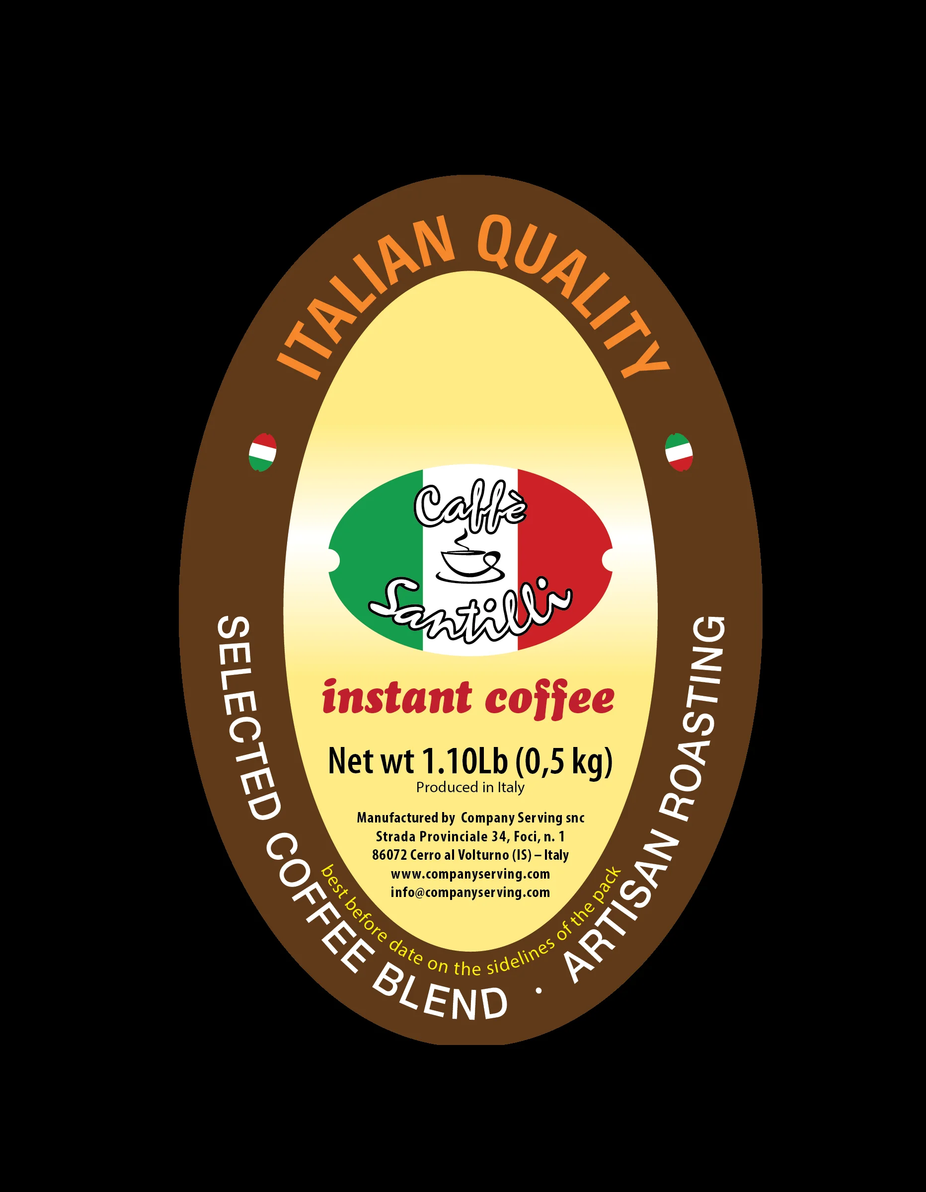 
Premium Quality Coffee Beans Whole Santilli 100% Agglomerated Instant Coffee 500 Gr 