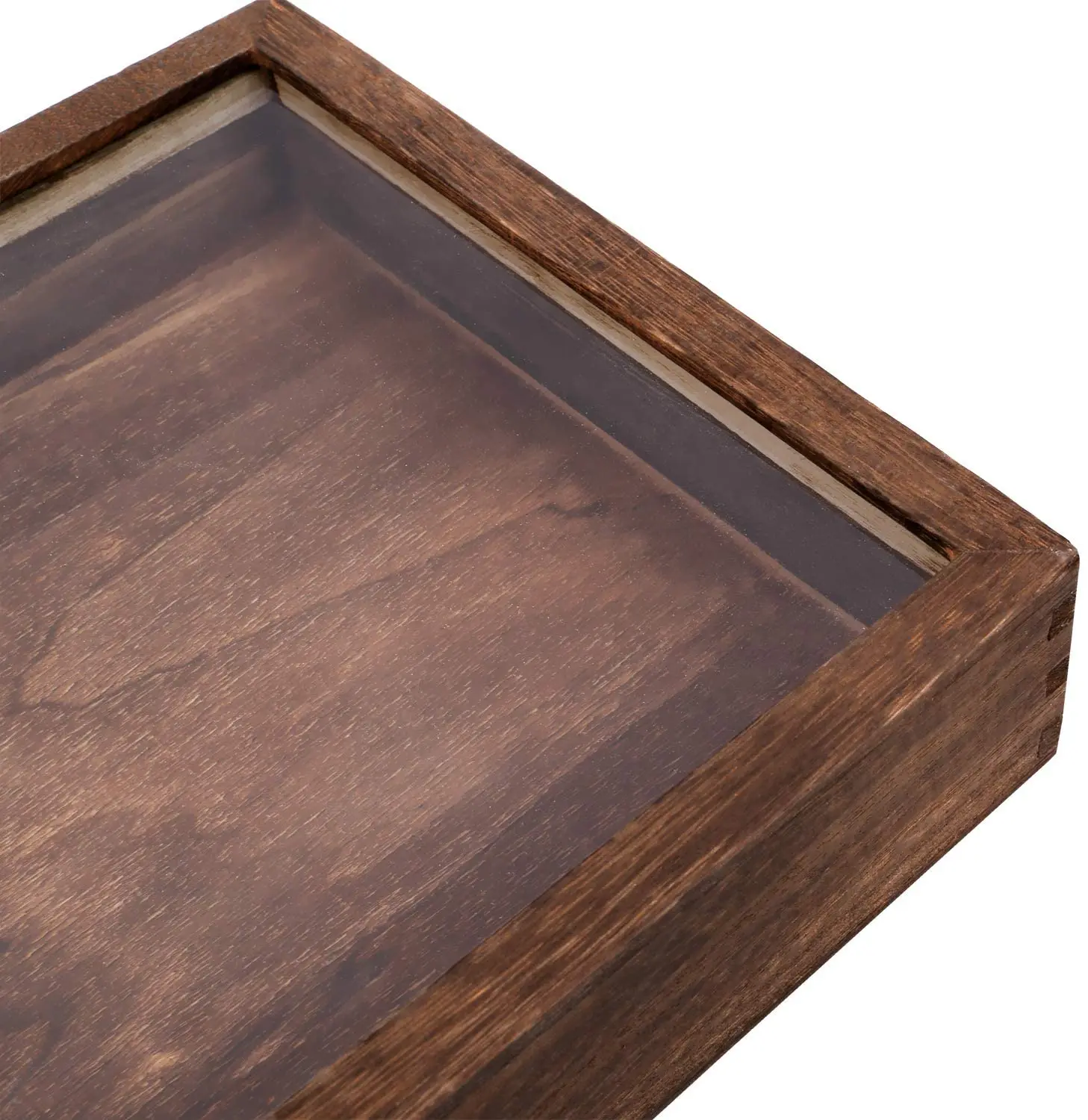 Natural Wood Glass Top Jewelry Display Case Accessories Storage Box