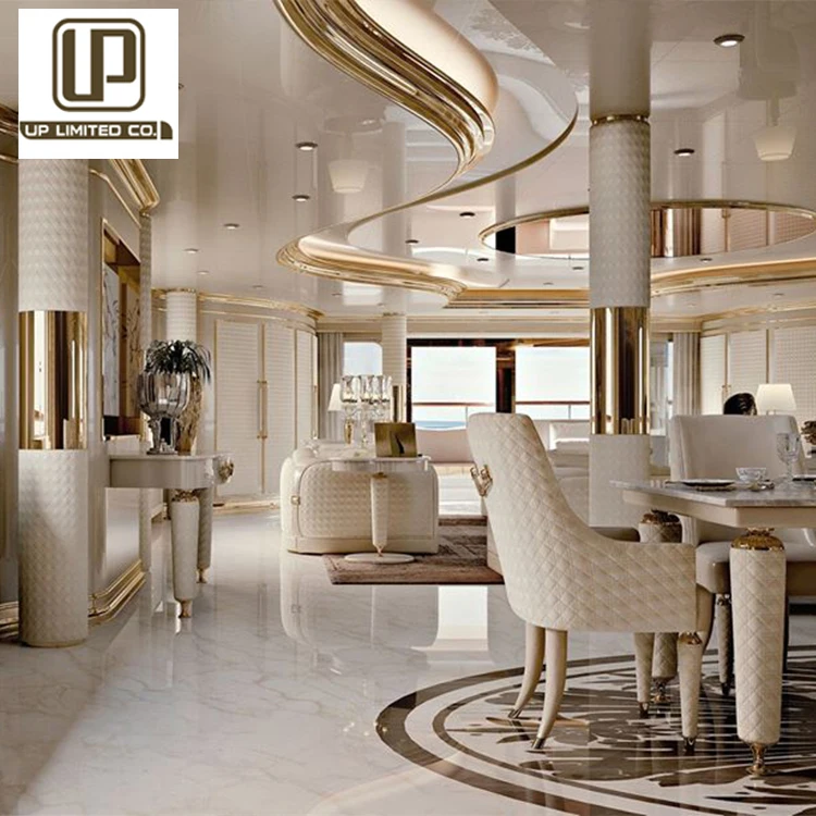 2022 Branded Living Room Design Golden Stainless steel Console Table Real Leather Cover Wall  Console Table