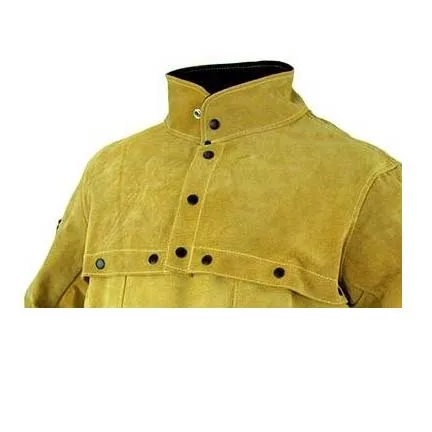 Leather Welding  jacket with apron Premium quality yellow color cow split leather Welder safety apron cape