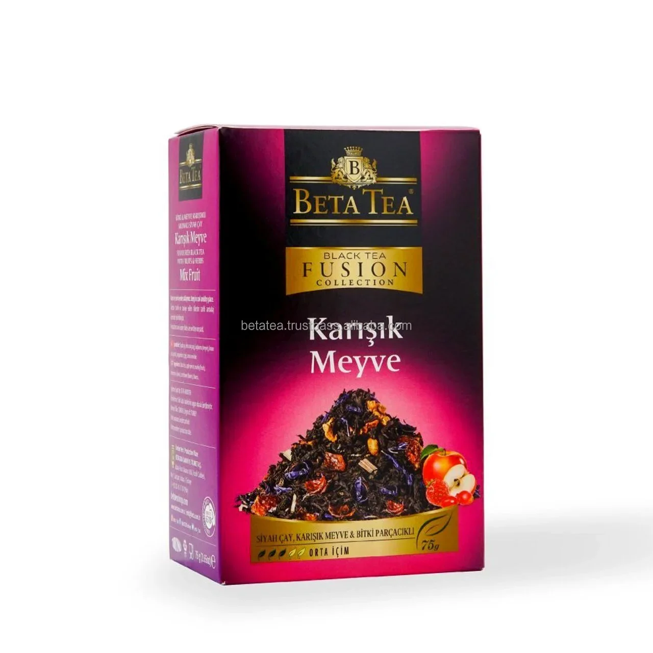 Premium Strawberry and raspberry Black Tea Fusion Mix Fruit 75 grams Black Tea, Ceylon and Turkish Black Tea Special Taste