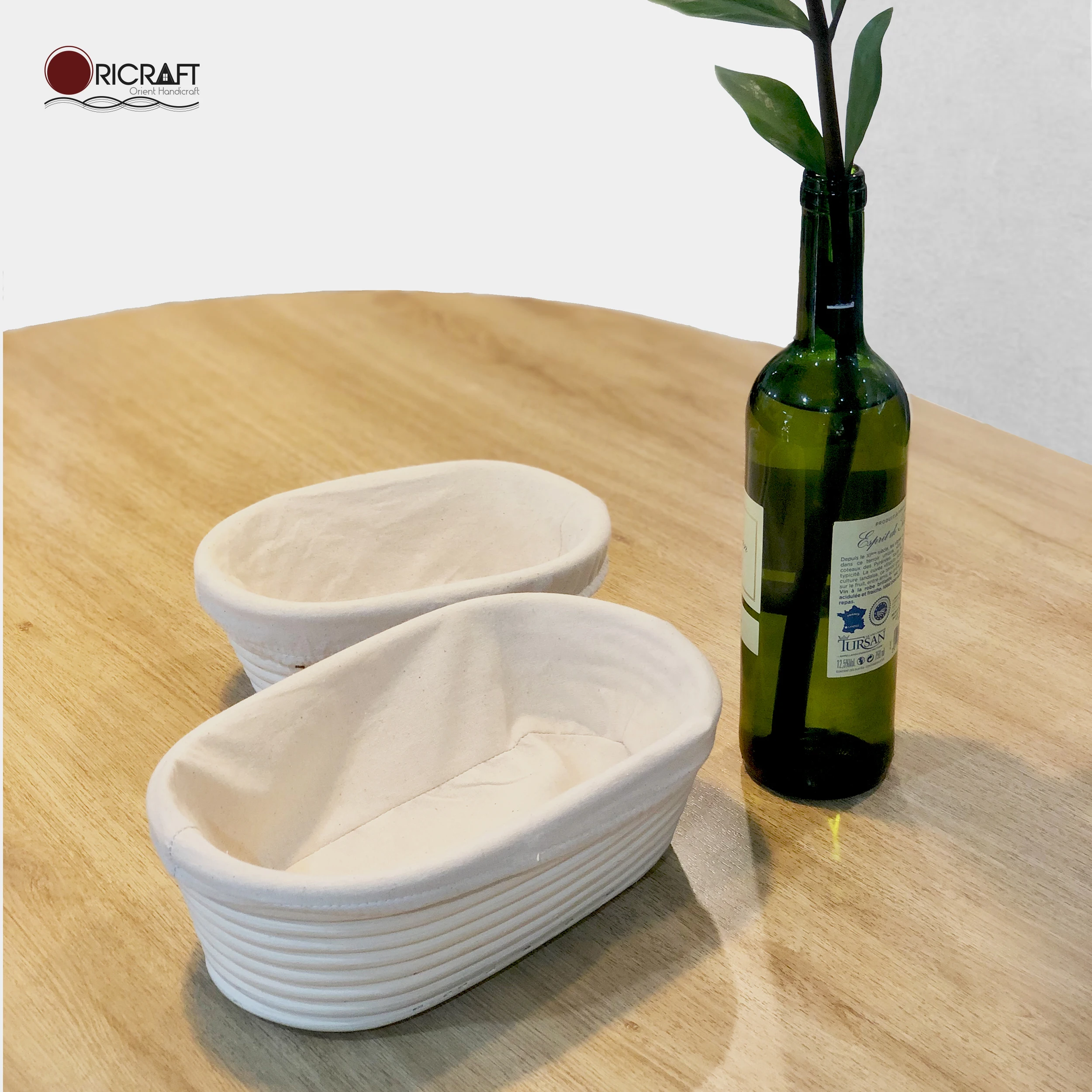 NUNIVAK Wholesale Oval Bannaton Proofing Rattan Basket For Storing Bread With Decorative Fabric Liner