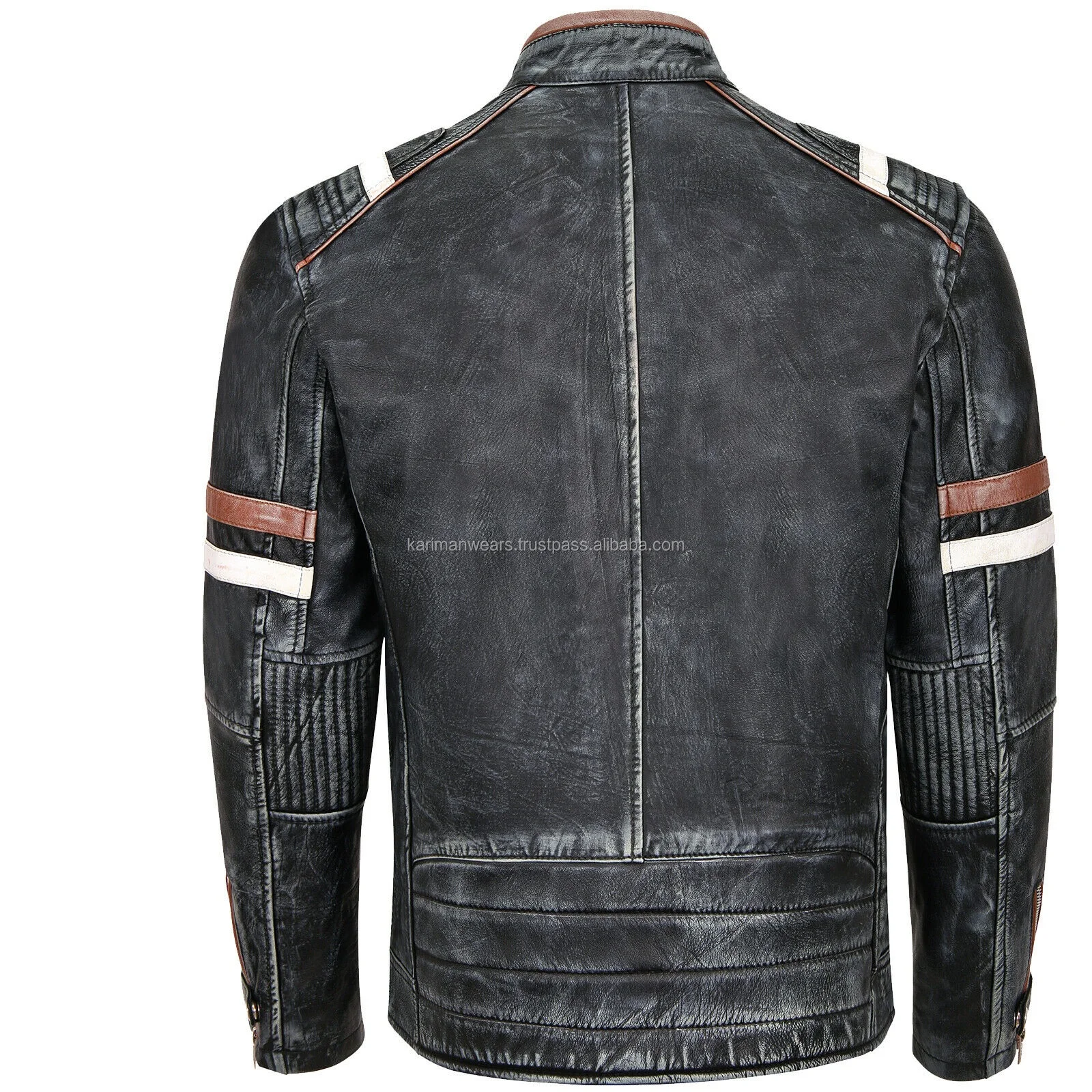 custom 2020 Hot sale fashionable mens black and white leather jacket custom made motorcycle Jacket