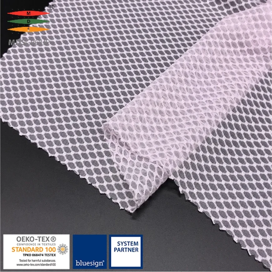 
SPORTSWEAR/LIFE WEAR LIGHT WEIGHT SEE THROUGH STRETCH PANEL FABRIC 95%POLYESTER 5%SPANDEX CIRCULAR KNIT HYDROPHILIC STRETCH MESH 