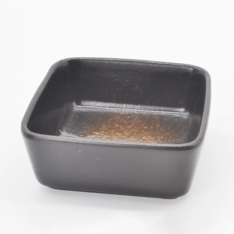 
Wholesale Fashion Cheap 3.5 inch Antique Square Shape Small Black Ceramic Porcelain Food Bowl 