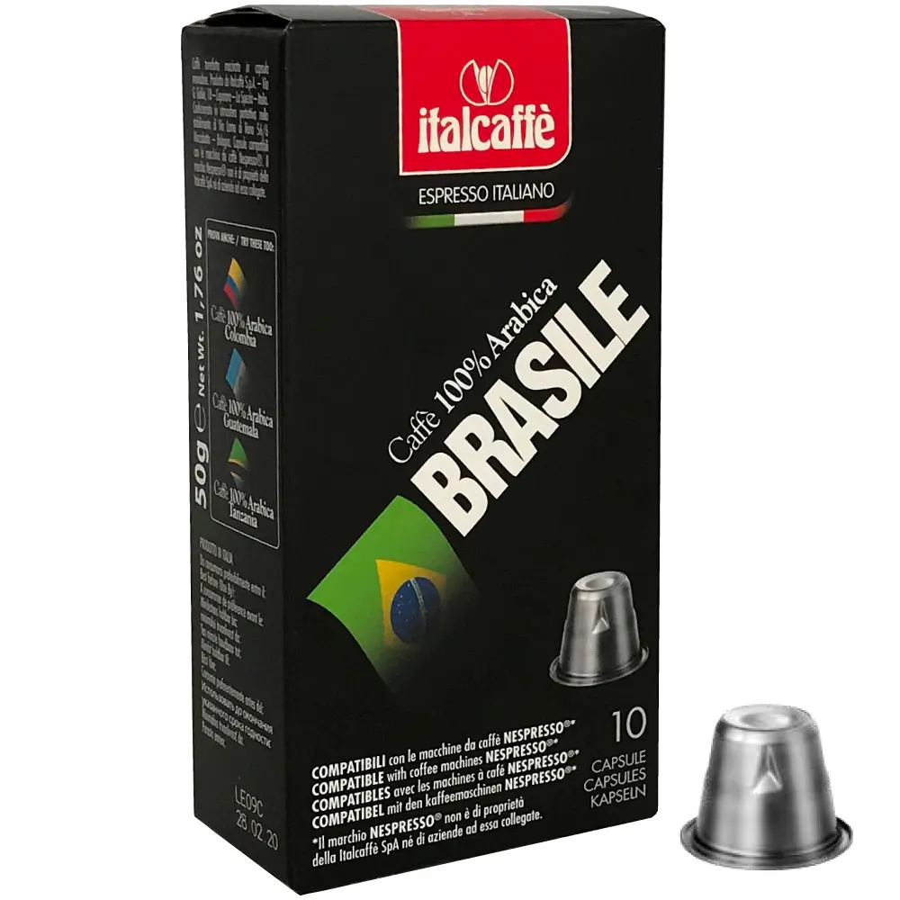 Italcaffe Arabica Brazil Coffee Capsules Nespresso Compatible 50g