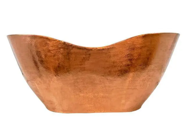 Double-Wall Copper Bathtub Vintage Custom Made Copper Hammered Bath Tub Shiny Copper Metal Bathtub