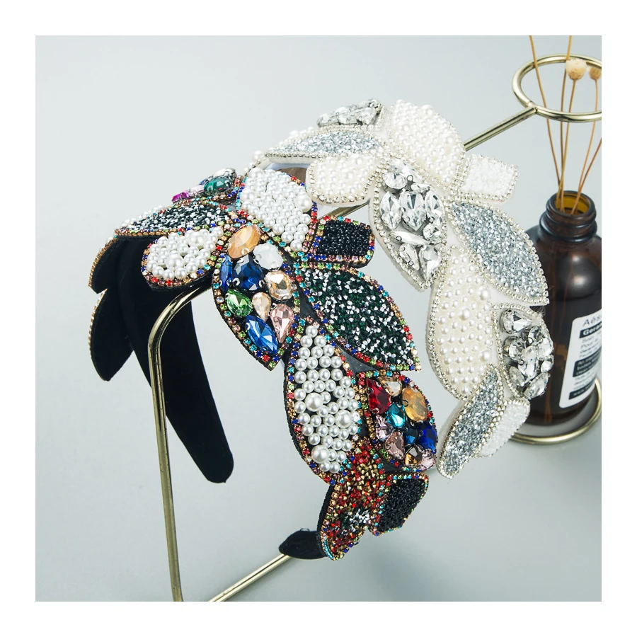 Модная повязка для волос Arcuate со стразами и жемчугом аксессуары с широкими полями на голову ювелирные изделия