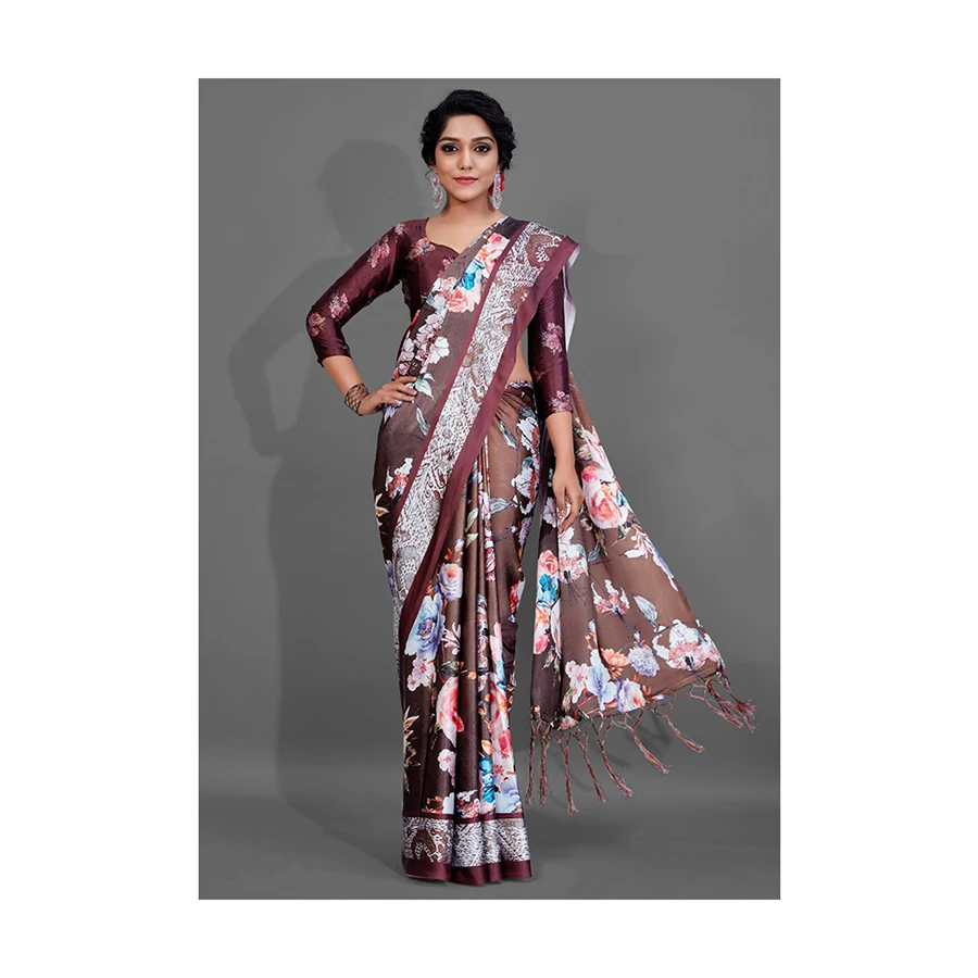 Top Selling Silk Sarees Japan Satin Silk Sarees for Women High Quality Japanese Satin Fabric Saree Buy From Bulk Supplier