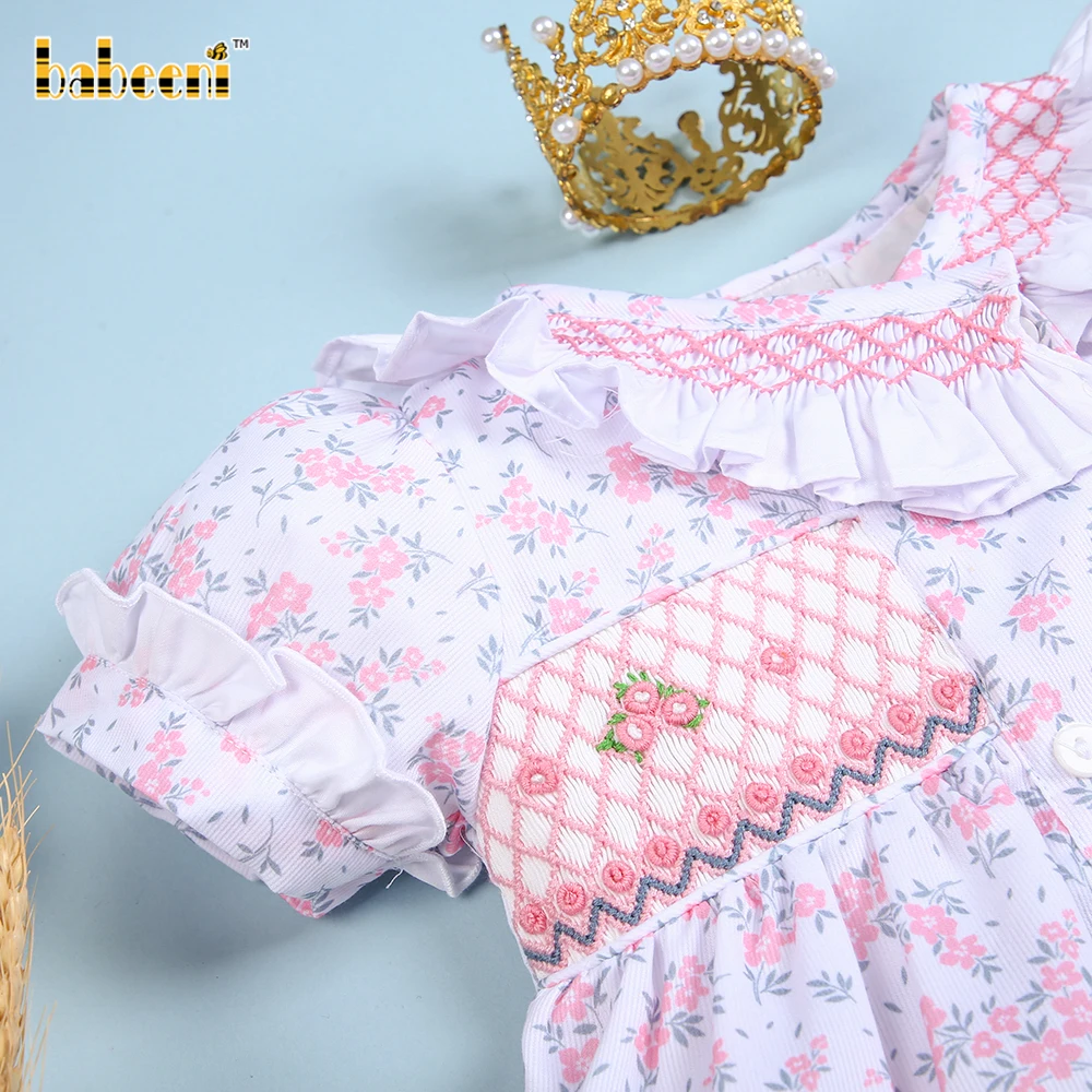Потрясающее детское платье с цветочным рисунком ручная работа OEM ODM вышивка оптовая продажа платья Smock-BB2577