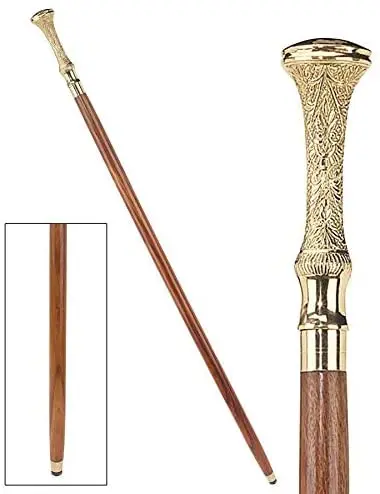 Classic Antique Golden Brass Handle Walking Stick Cane For Manufacture And Supplier In India High quality brass PRODUCT