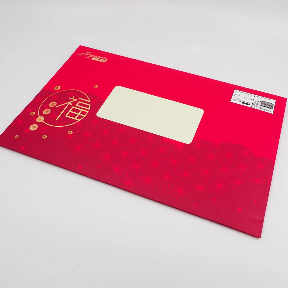 
Горячее тиснение поверхность без покрытия художественная карточка праздничные красные конверты полноцветная цифровая печать из Сингапура 